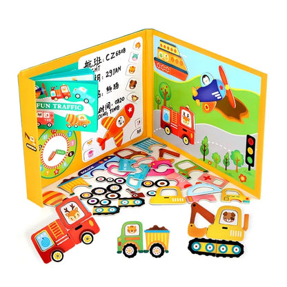 Montessori 3D Magnetic Puzzle Book With White Board & Marker