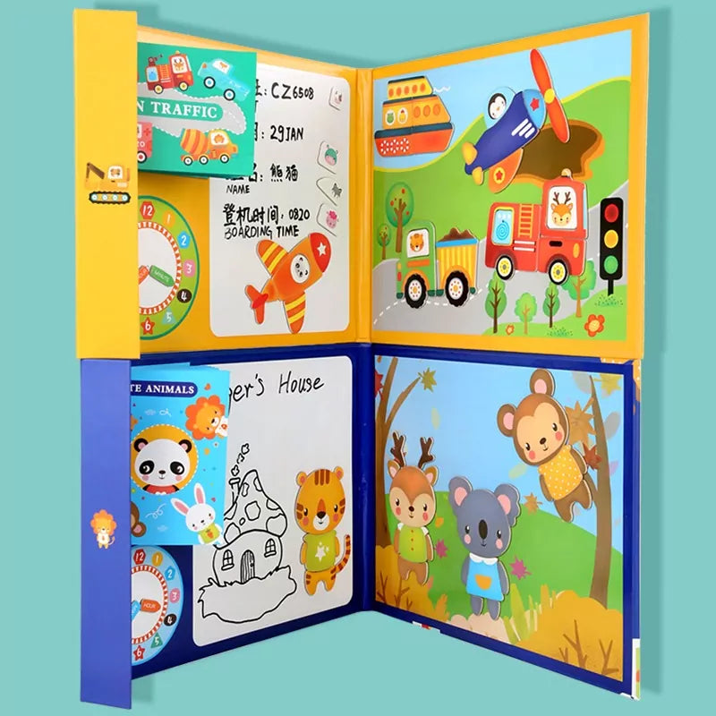 Montessori 3D Magnetic Puzzle Book With White Board & Marker