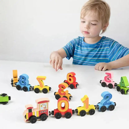 Wooden Colorful Magnetic Digital Number Train Toy For Kids