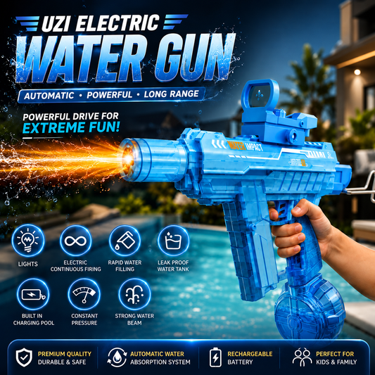 UZI Automatic Water Spray Toy with LED Light – Rechargeable Water Play Toy