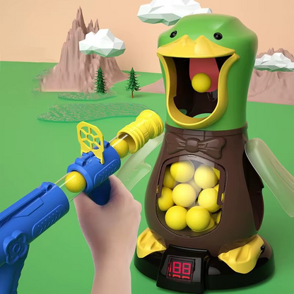 Hungry Duck Target Shooting Game for Kids | Interactive Foam Ball Blaster Toy with Electronic Score Counter
