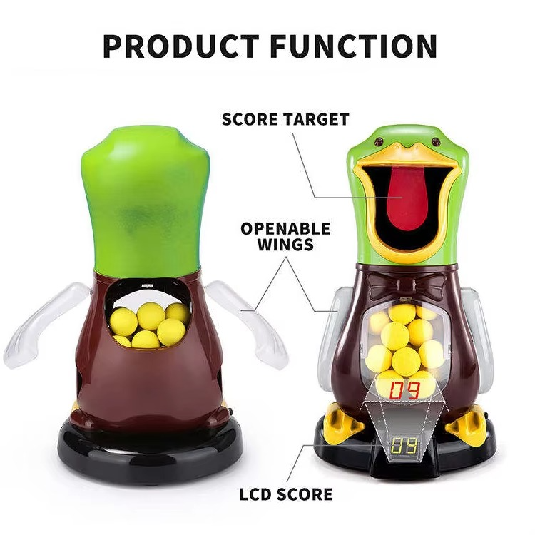 Hungry Duck Target Shooting Game for Kids | Interactive Foam Ball Blaster Toy with Electronic Score Counter