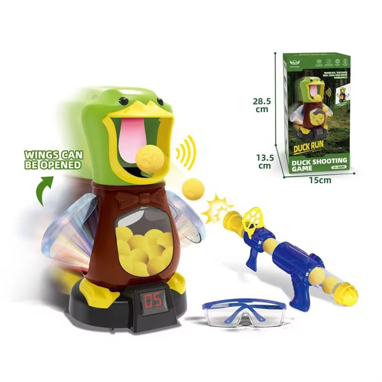Hungry Duck Target Shooting Game for Kids | Interactive Foam Ball Blaster Toy with Electronic Score Counter
