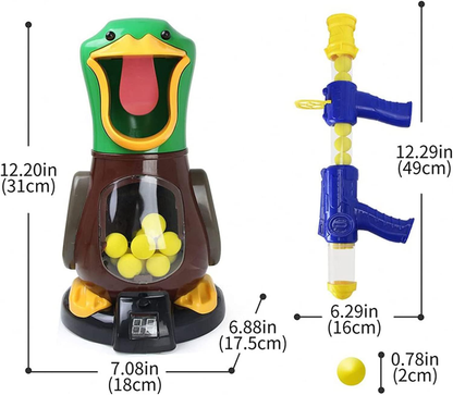 Hungry Duck Target Shooting Game for Kids | Interactive Foam Ball Blaster Toy with Electronic Score Counter