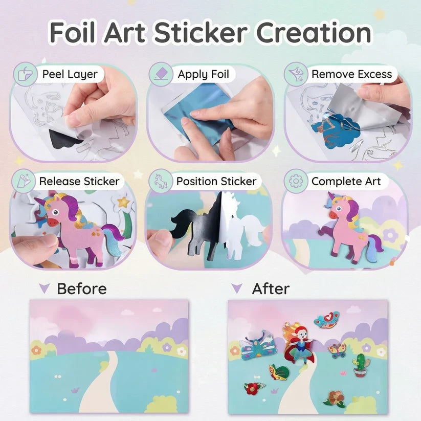 Foil Art Craft Kit for Kids  - Creative and Mess Free Play