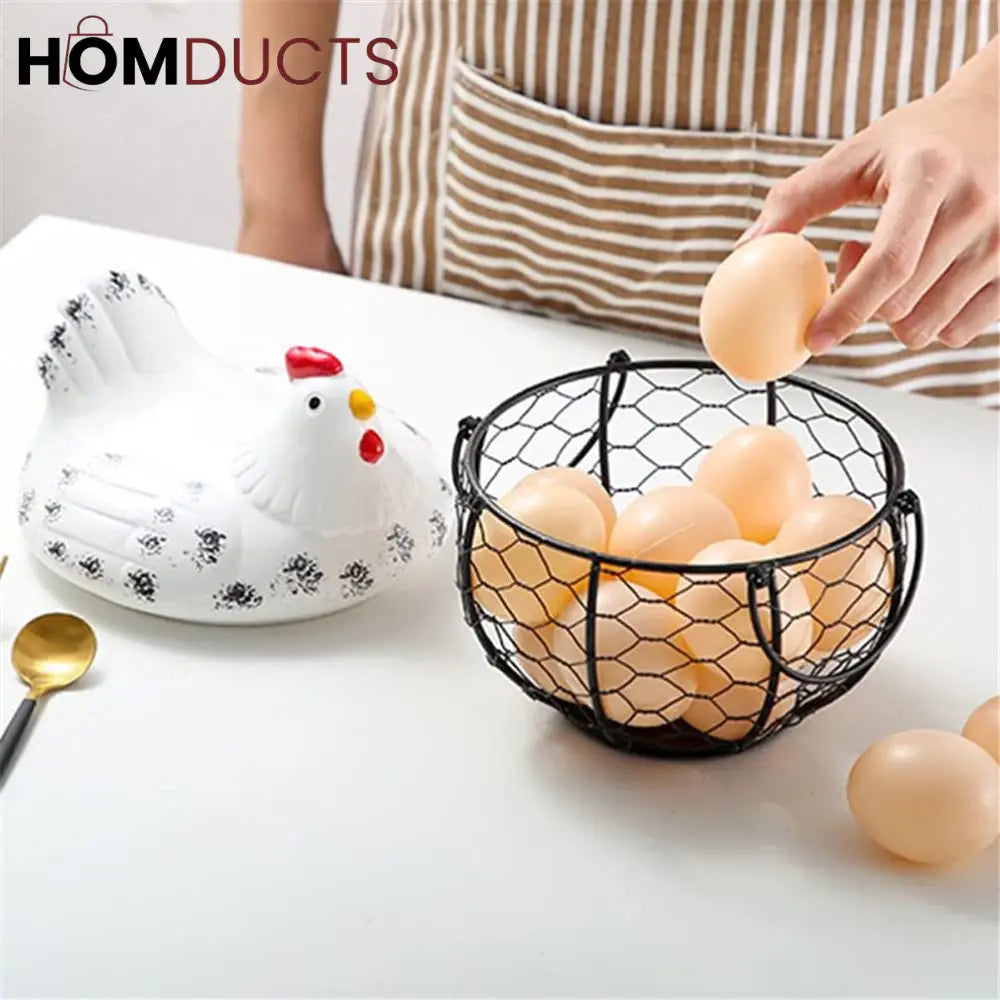 Luxury Hen-Shaped Egg Basket with Lid – Premium Kitchen Storage