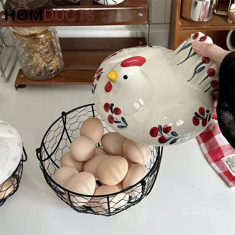 Luxury Hen-Shaped Egg Basket with Lid – Premium Kitchen Storage