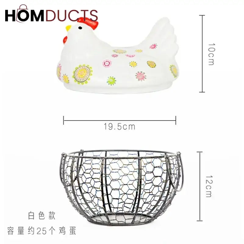 Luxury Hen-Shaped Egg Basket with Lid – Premium Kitchen Storage