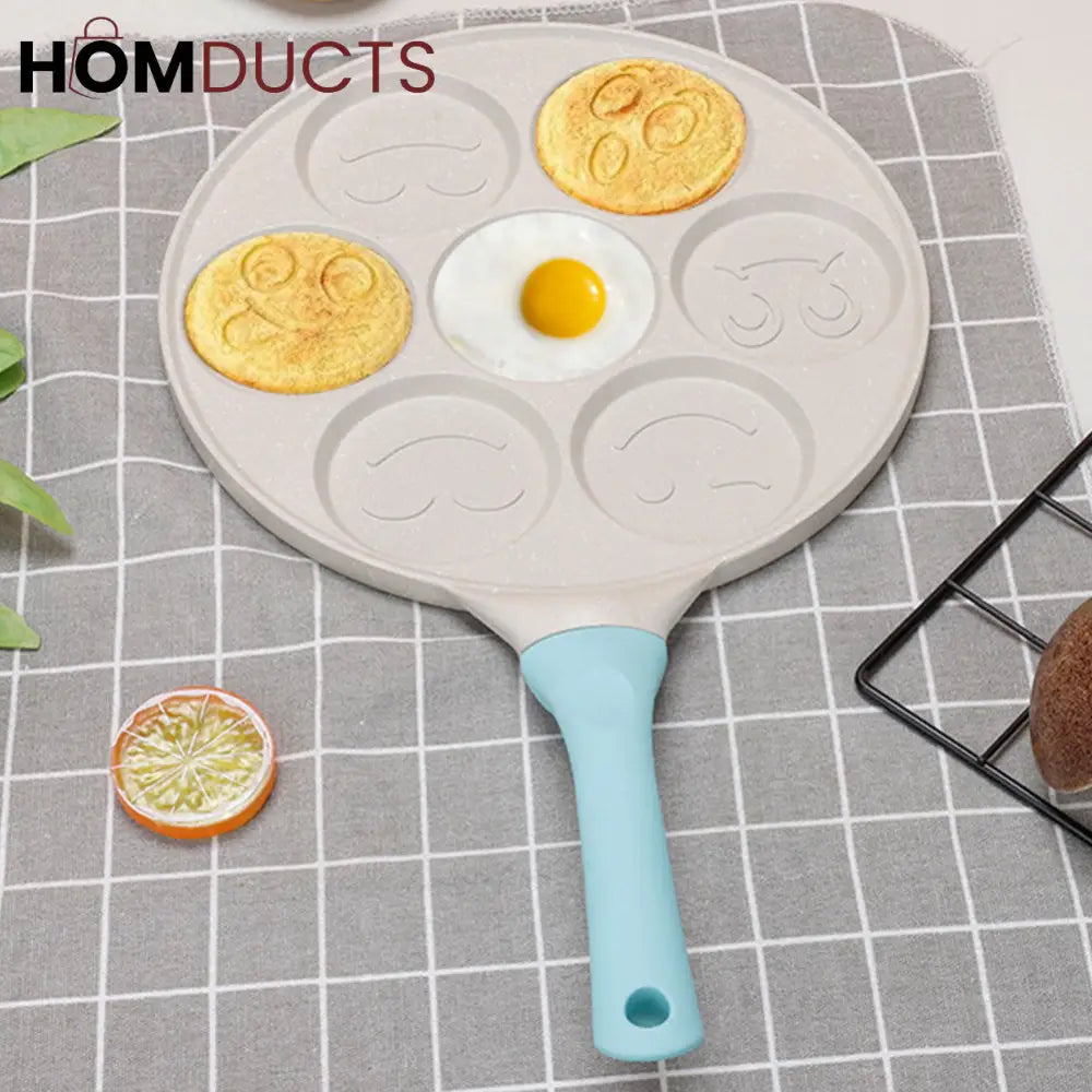 Multipurpose Non-Stick Smile Pancake Pan – 7 Slot Breakfast Maker for Eggs, Pancakes & More