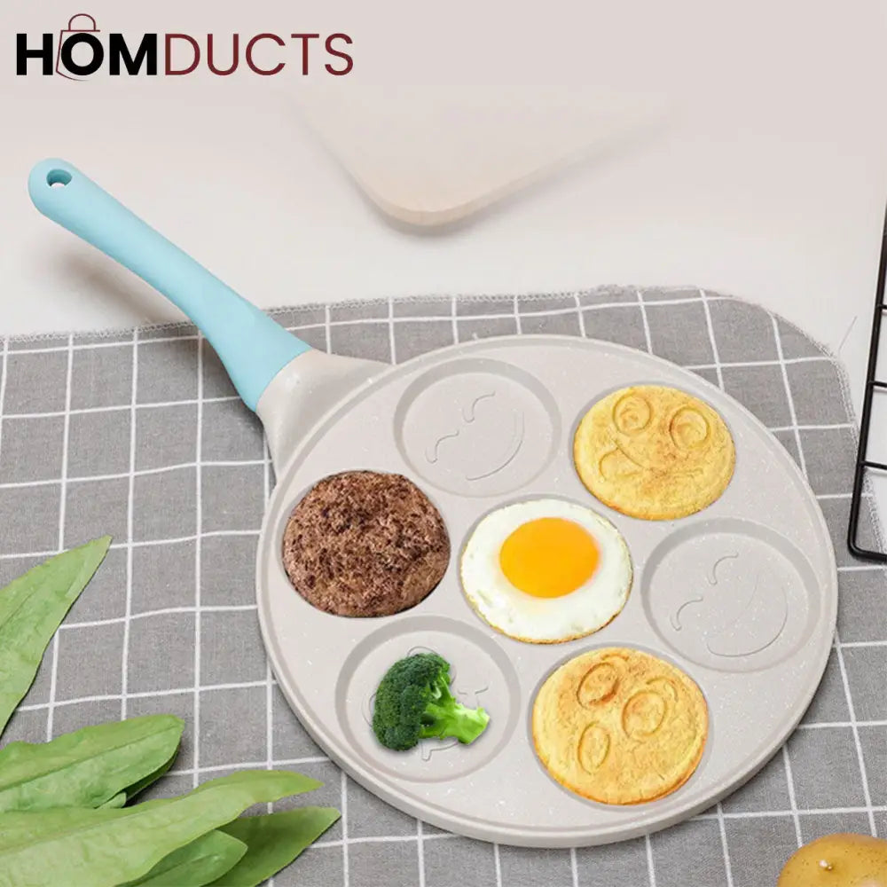 Multipurpose Non-Stick Smile Pancake Pan – 7 Slot Breakfast Maker for Eggs, Pancakes & More