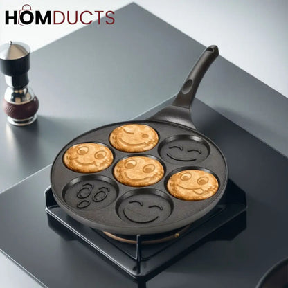 Multipurpose Non-Stick Smile Pancake Pan – 7 Slot Breakfast Maker for Eggs, Pancakes & More