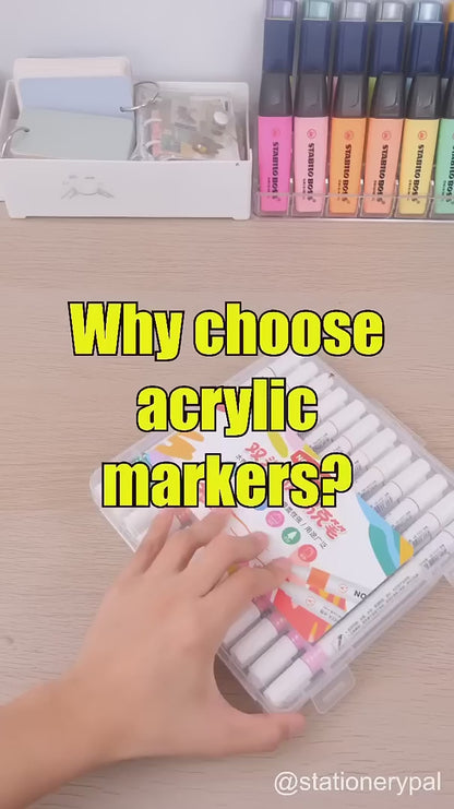 Double Ended Vibrant Acrylic Markers - 24 Pcs Set