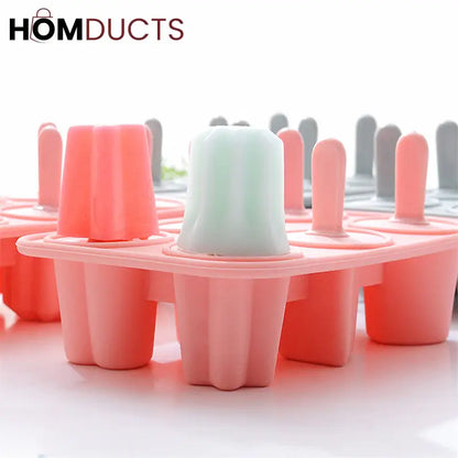 Reusable Silicone Popsicle Molds – 6-Shape Ice Pop Maker Tray BPA-Free & Easy Release