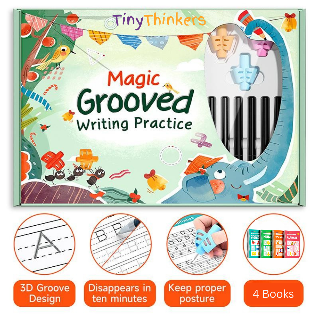 Reusable Magic Grooved Writing Practice Books for Kids - 6 Books Set
