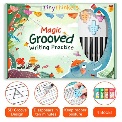 Reusable Magic Grooved Writing Practice Books for Kids - 6 Books Set